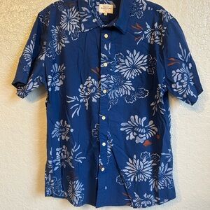 Quiksilver Waterman Collection Blue Floral Button Up Shirt Men’s Large Tropical